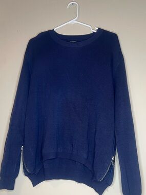 Olivaceous Navy Zip-Hem Crewneck Sweater size large